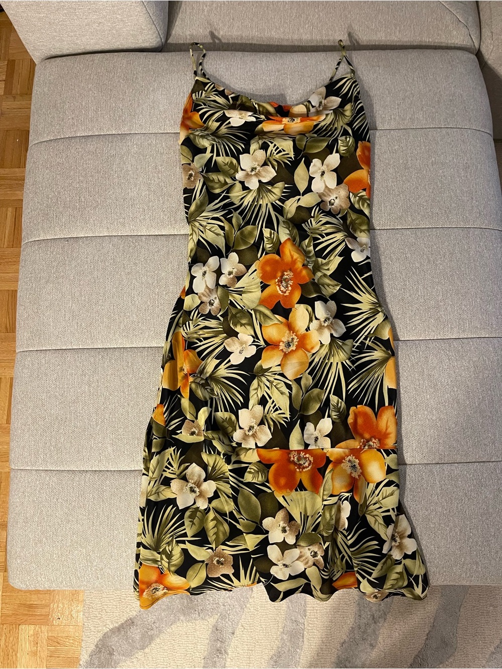 Jessica Petite Floral Slip Dress in Green and Orange
